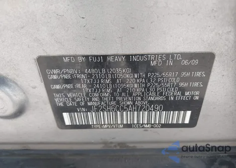 2010 Subaru Forester 2.5X Premium from USA, damaged, VIN JF2SH6CC5AH720490